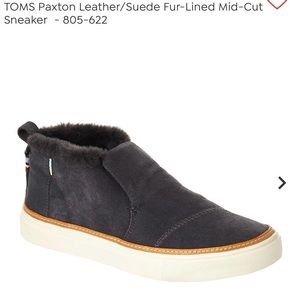 TOMS Paxton Gray Suede Fur-Lined Mid-Cut Women’s Sneaker-Sz 9.5